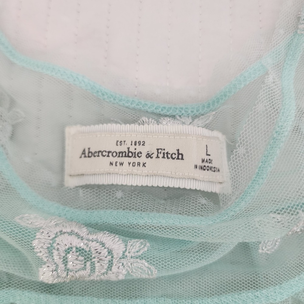 Abercrombie & Fitch Lace Tank Top Blue Floral Embroidered‎ Sleeveless L - Picture 6 of 6